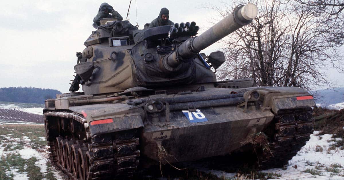 M60A3 REFORGER '85 -The commander of an M60A3 main battle tank searches for opposing force positions during CENTRAL GUARDIAN