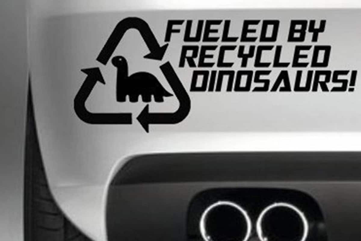fuelled-by-recycled-binosaurs-bumper-sticker
