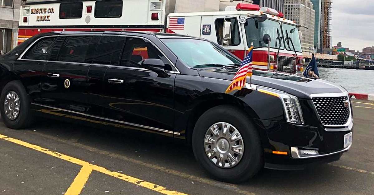Presidential State Car with firetruck behind